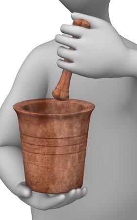 3d render of cartoon character with mortarの写真素材