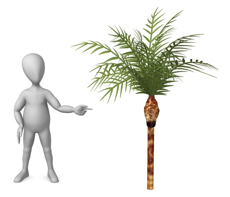 3d render of cartoon characer with palmの写真素材