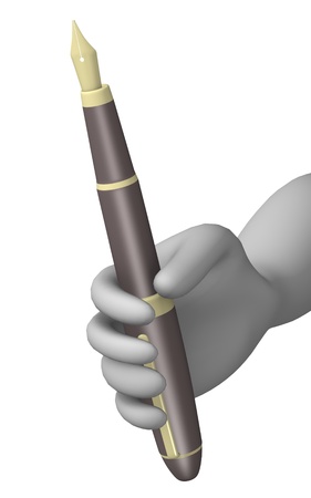 3d render of cartoon character with penの写真素材