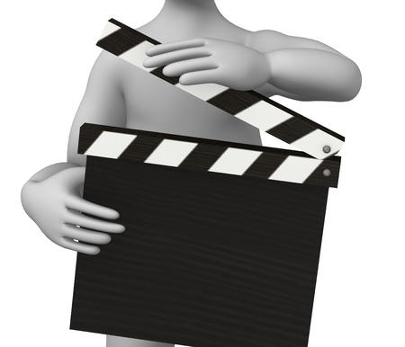 3d render of cartoon character with scene takerの写真素材