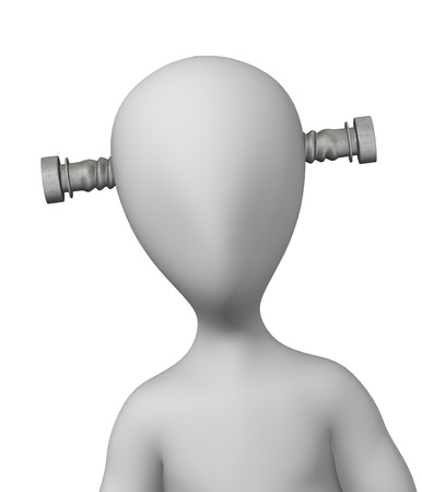 3d render of cartoon character with screwsの写真素材