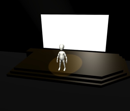 3d render of cartoon character with stageの写真素材