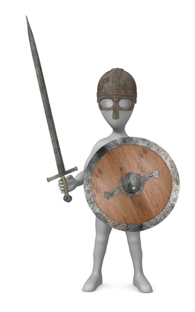 3d render of cartoon character with swordの写真素材