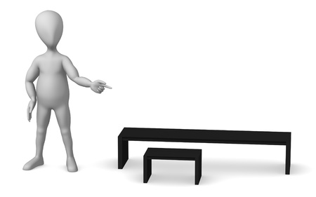 3d render of cartoon character with tableの写真素材