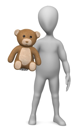 3d render of cartoon character with teddyの写真素材