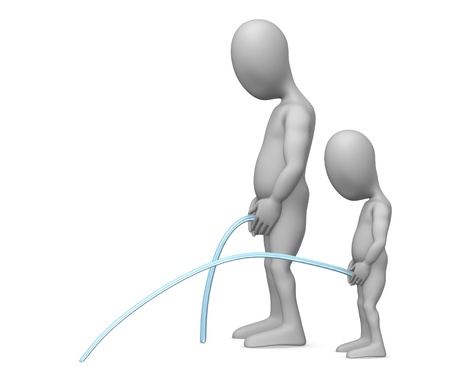 3d render of cartoon character on toiletの写真素材