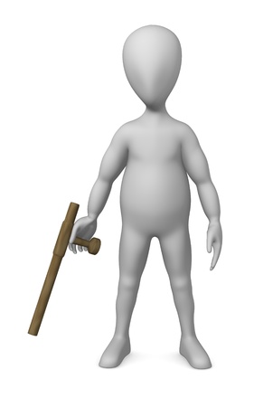 3d render of cartoon character with tonfaの写真素材