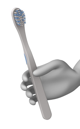 3d render of cartoon character with toothbrushの写真素材