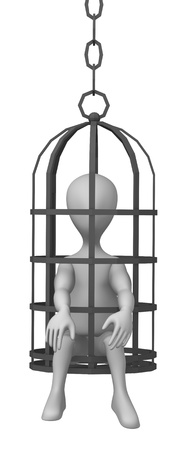 3d render of cartoon character with tortural wireの写真素材