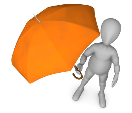 3d render of cartoon character with umbrellaの写真素材