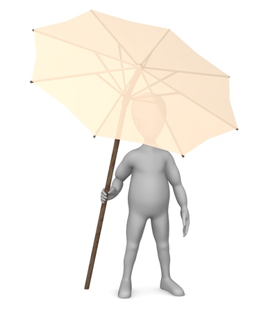 3d render of cartoon character with umbrellaの写真素材