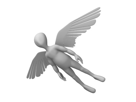 3d render of cartoon character with wingsの写真素材