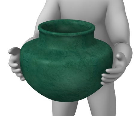 3d render of cartoon character with vaseの写真素材