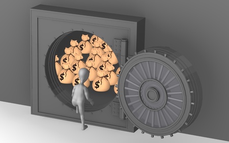 3d render of cartoon character with vaultの写真素材