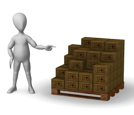 3d render of cartoon character with warehouse materialの写真素材