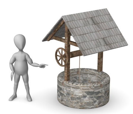 3d render of cartoon character with wellの写真素材