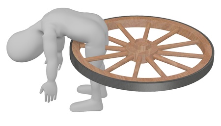 3d render of cartoon character broken in wheelの写真素材