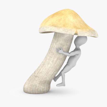 3d render of cartoon character with mushroomの写真素材