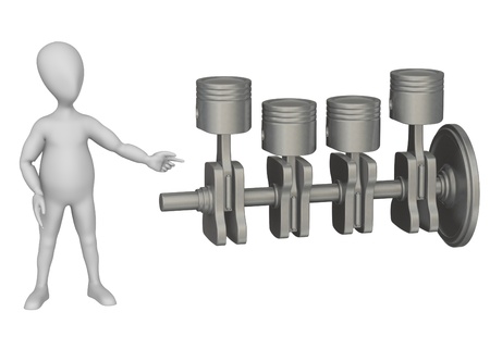 3d render of cartoon character with car engineの写真素材