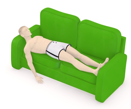 3d render of artificial character on sofaの写真素材