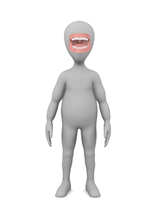 3d render of cartoon character with child teethの写真素材