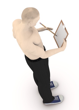 3d render of artificial character with clipboardの写真素材