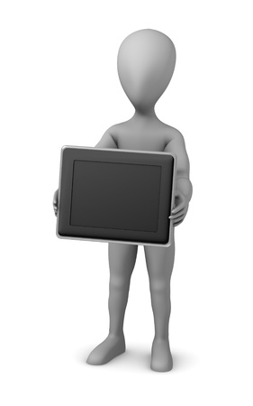 3d render of cartoon character with digital frameの写真素材
