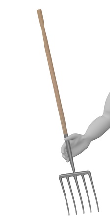 3d render of cartoon character with farming toolの写真素材