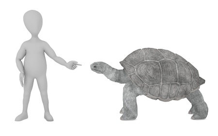 3d render of cartoon character with turtleの写真素材