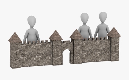 3d render of cartoon character with rampartの写真素材