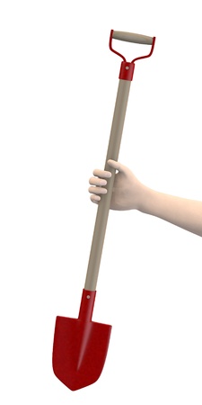 3d render of hand with shovelの写真素材