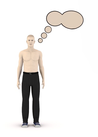 3d render of artifical character with speech bubbleの写真素材