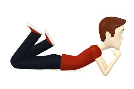 cartoon man in casual clothes- on floor