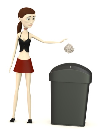3d render of cartoon character with garbageの写真素材