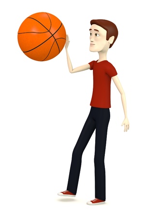 3d render of cartoon character with basket-ballの写真素材