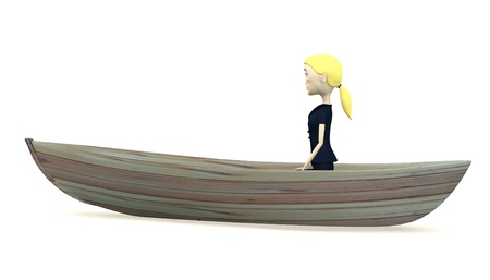 3d render of cartoon character on boatの写真素材