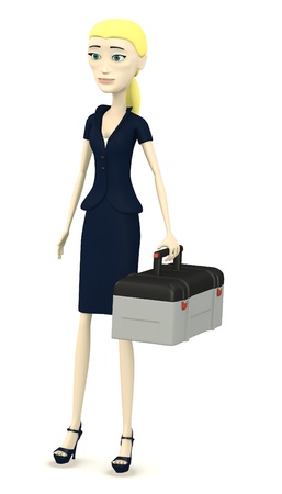 3d render of cartoon character with toolboxの写真素材