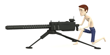 3d render of cartoon character with gunの写真素材