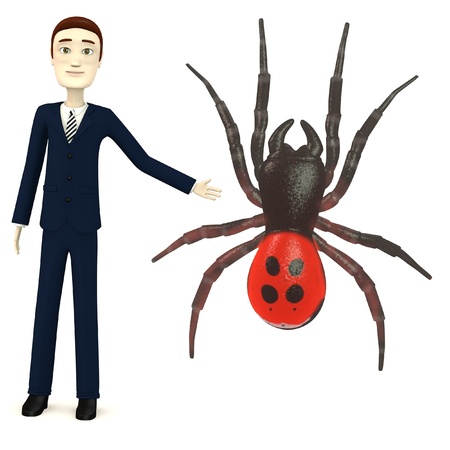 3d render of cartoon character with eresus spiderの写真素材