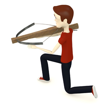 3d render of cartoon character with crossbowの写真素材