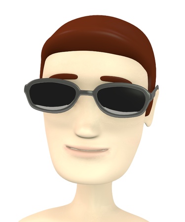 3d render of cartoon character with glassesの写真素材