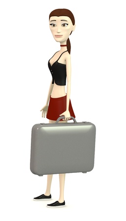 3d render of cartoon character with suitcaseの写真素材