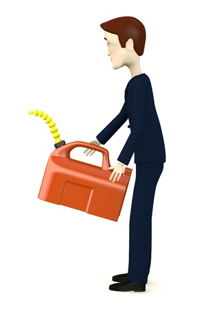 3d render of cartoon character with gas canの写真素材