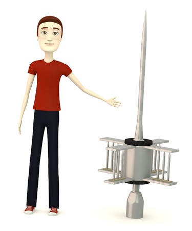 3d render of cartoon character with conductorの写真素材