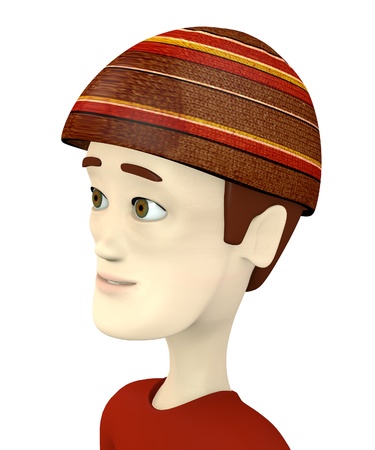 3d render of cartoon character with winter hatの写真素材