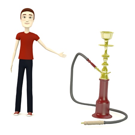 3d render of cartoon character with shishaの写真素材