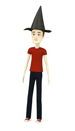 3d render of cartoon character with hatの写真素材