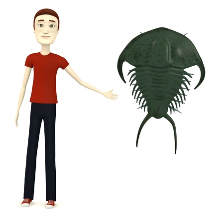 3d render of cartoon charcter with trilobiteの写真素材