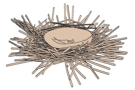 cartoon image of magpie nestの写真素材