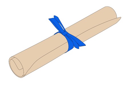 cartoon image of graduation diplomaの写真素材